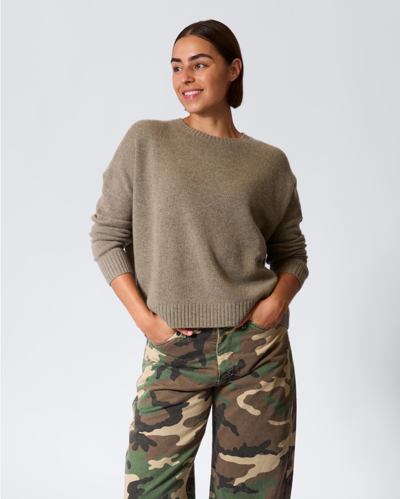 Amelie Cashmere Knit Khaki Melange