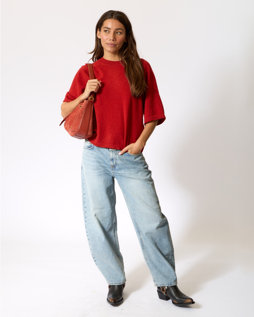 Leana Cashmere Short Sleeve Knit Clay