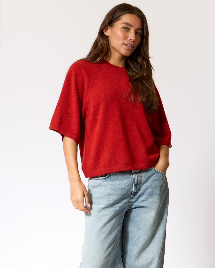 Leana Cashmere Short Sleeve Knit Clay