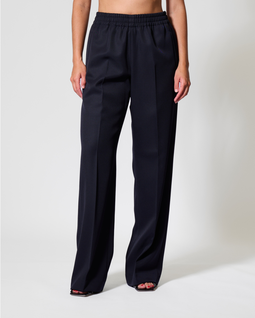 Brittany Pull-On Pleated Pants - Dark Blue