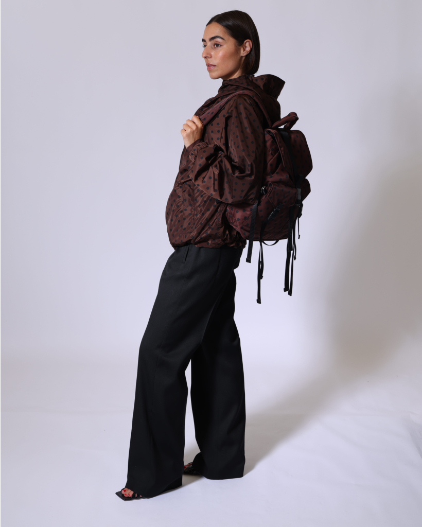 Polka Dot Re-Tech Nylon Backpack Coffee