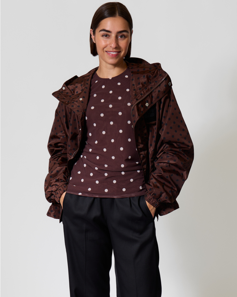 Printed Nylon Polka-Dot Jacket - Chicory Coffee