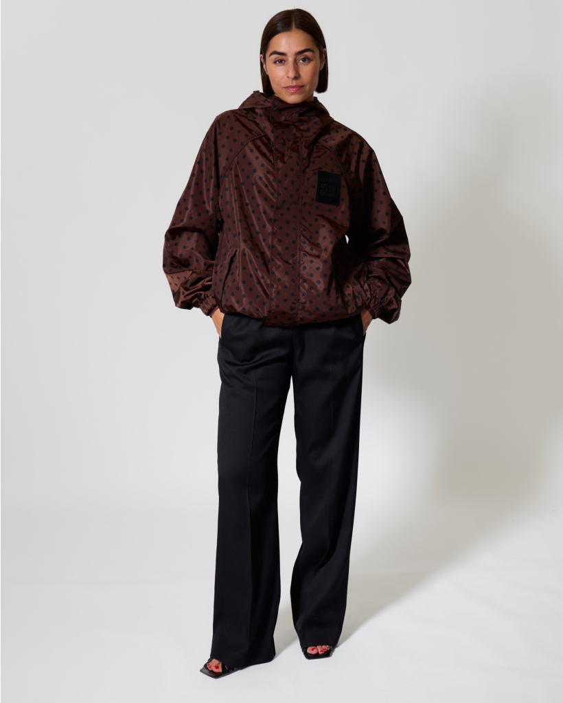 Printed Nylon Polka-Dot Jacket - Chicory Coffee
