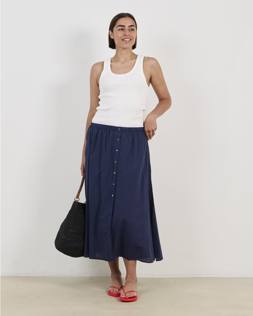 Scarlett Lightweight Midi Skirt Navy