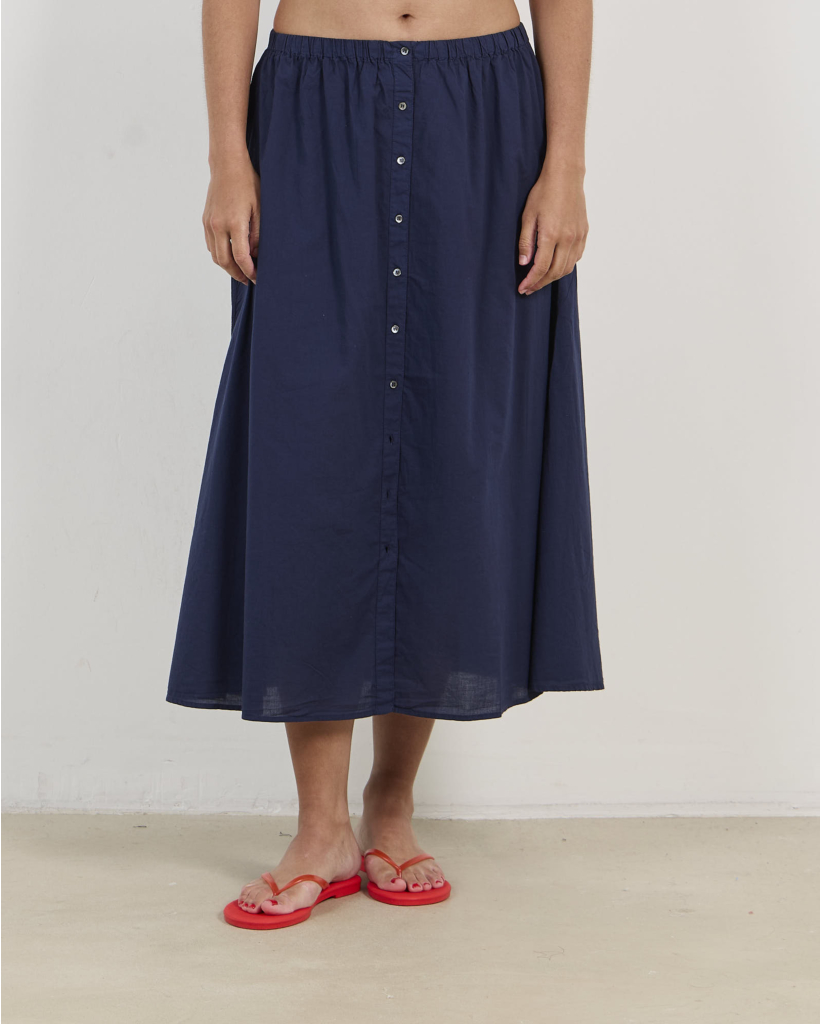 Scarlett Lightweight Midi Skirt Navy