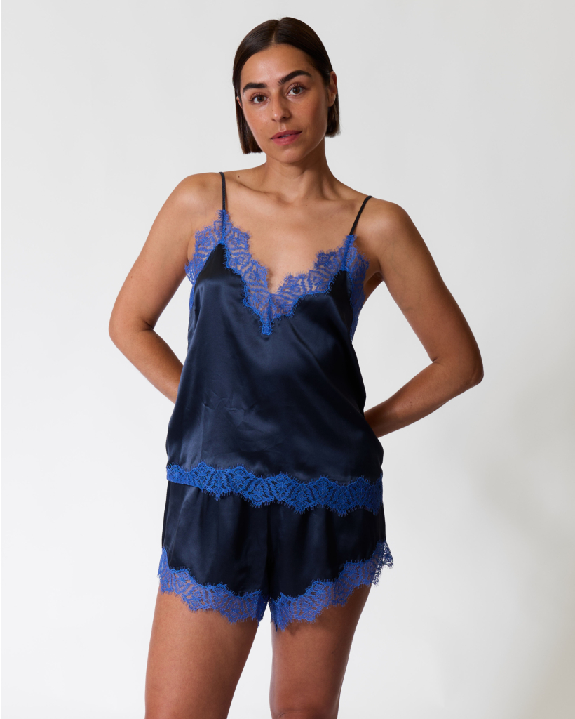 Pip Ribbed Camisole with Lace - Dark Blue
