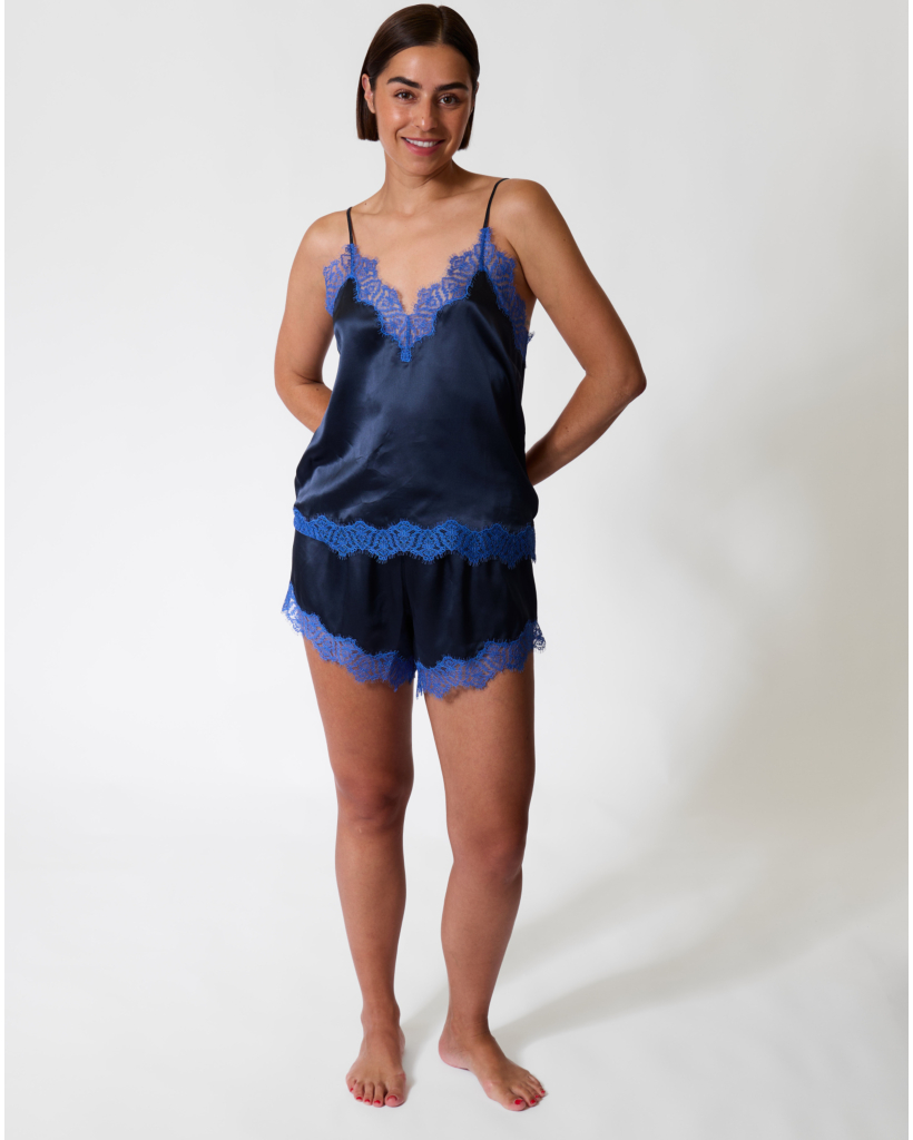 Pip Ribbed Camisole with Lace - Dark Blue