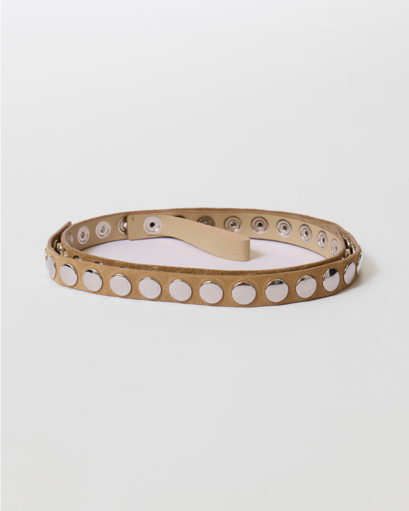 Click Suede Belt with Studs Beige