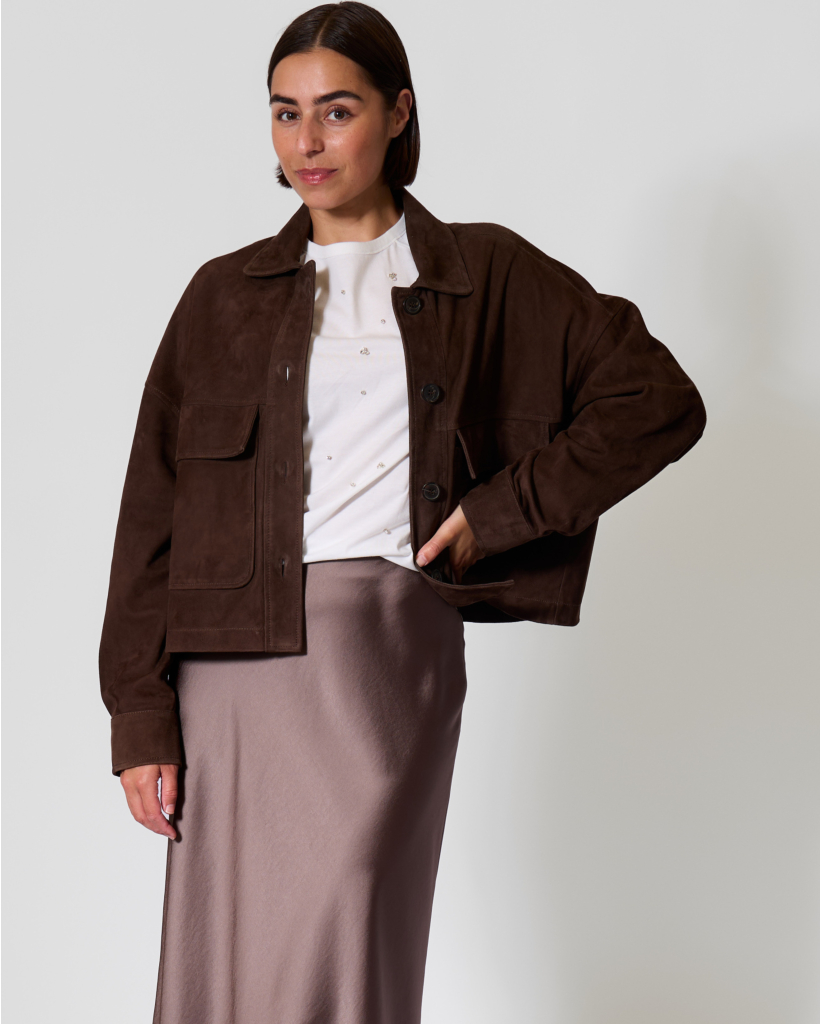 Miri Suede Jacket Mud Brown