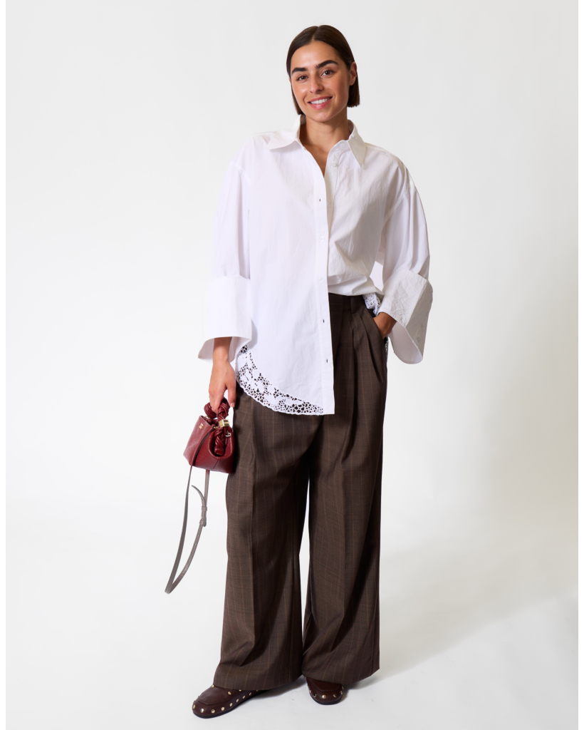 Wool Pinstripe Trousers Rain Drum