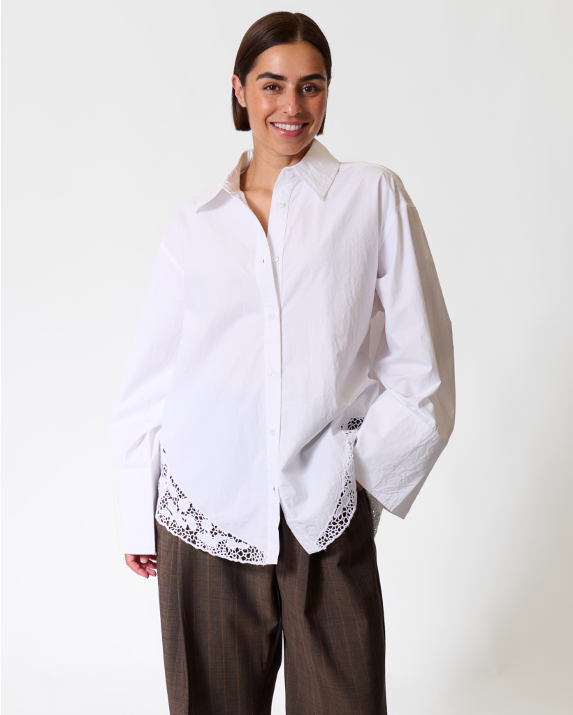 Broderie Anglaise Oversized Blouse Bright White