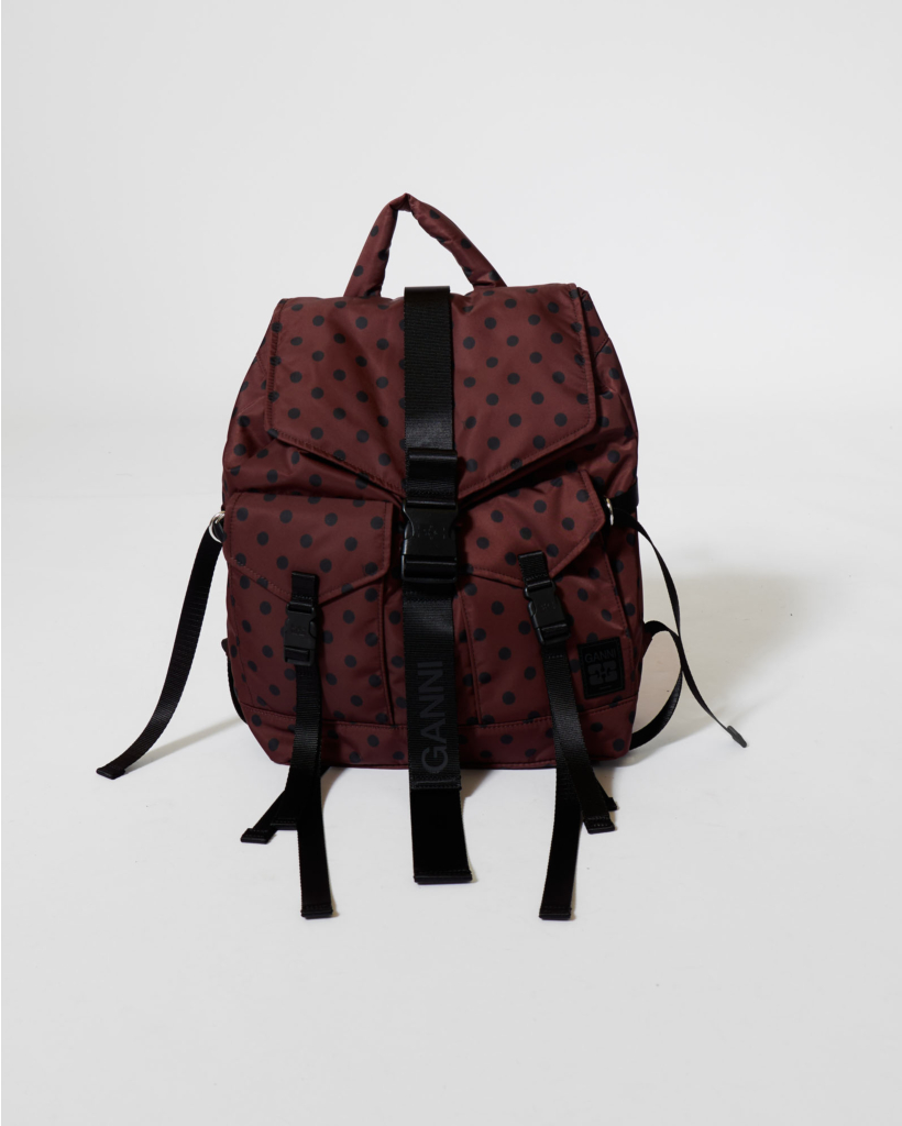 Polka Dot Re-Tech Nylon Backpack Coffee