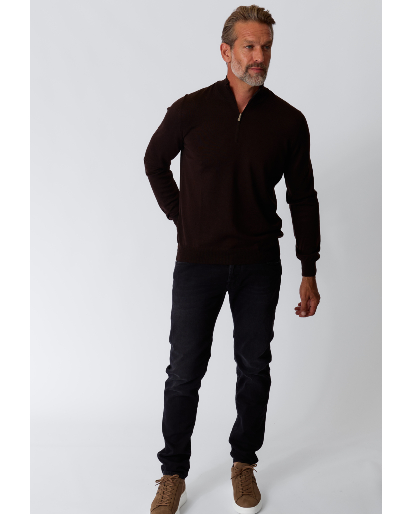 Lupo Merino Half-Zip Polo Brown