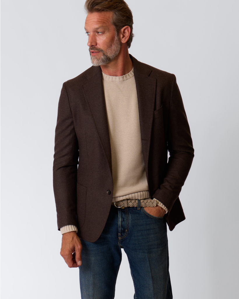 Posillipo Single-Breasted Wool Blazer Brown