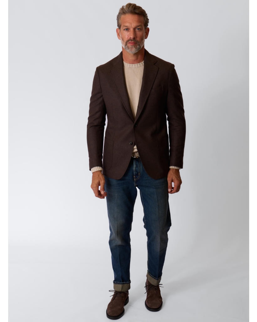 Posillipo Single-Breasted Wool Blazer Brown
