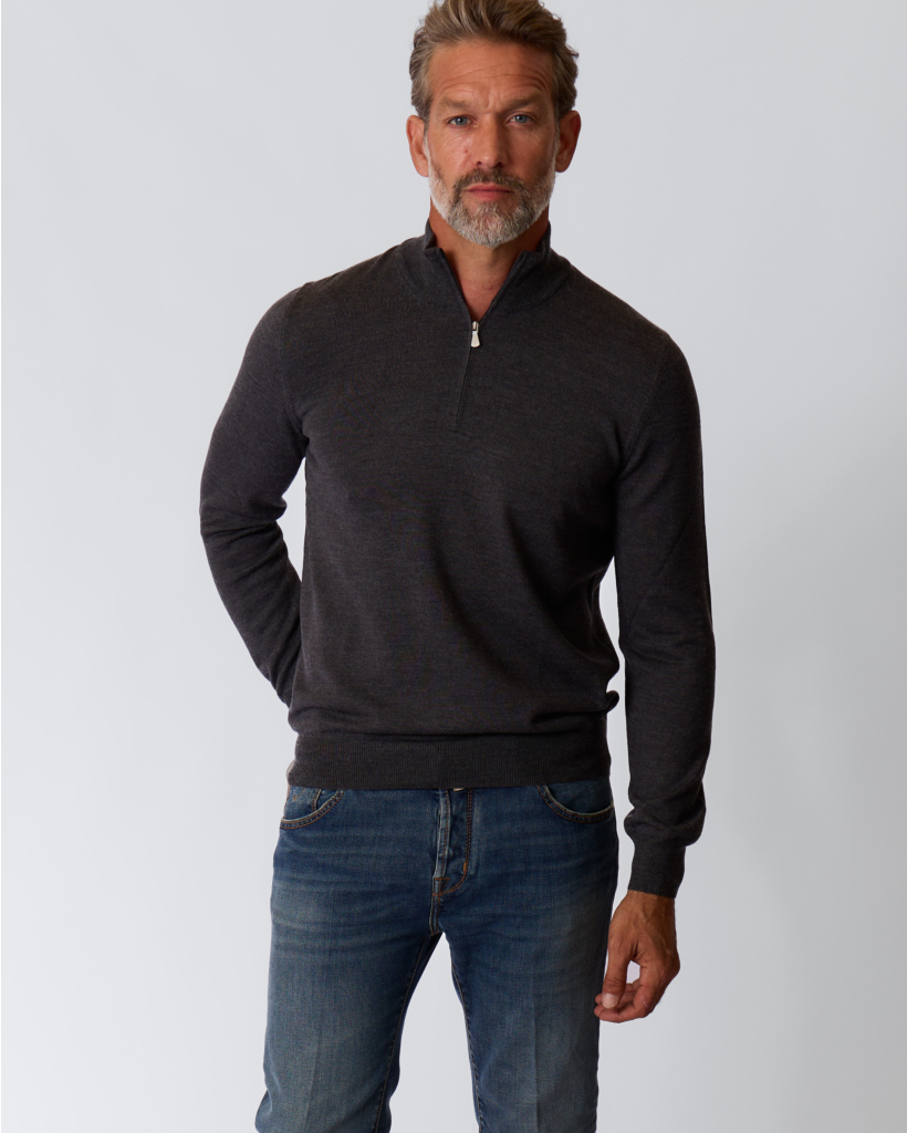 Lupo Merino Half-Zip Polo Anthracite