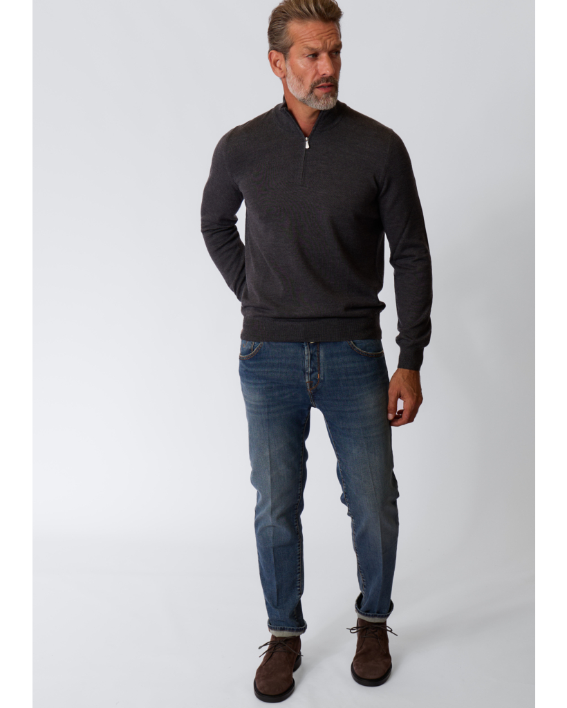 Lupo Merino Half-Zip Polo Anthracite