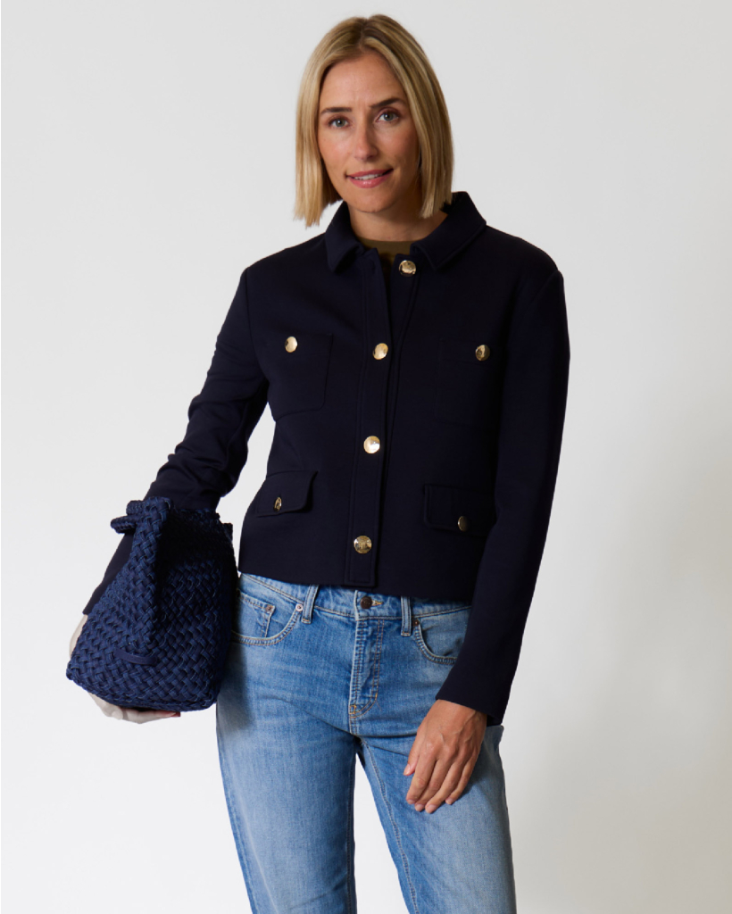 Sabato Wool, Cashmere and Silk Varsity Jacket Navy