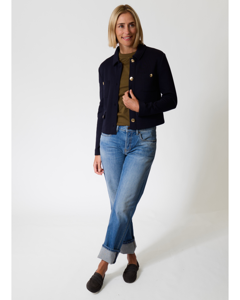 Sabato Wool, Cashmere and Silk Varsity Jacket Navy