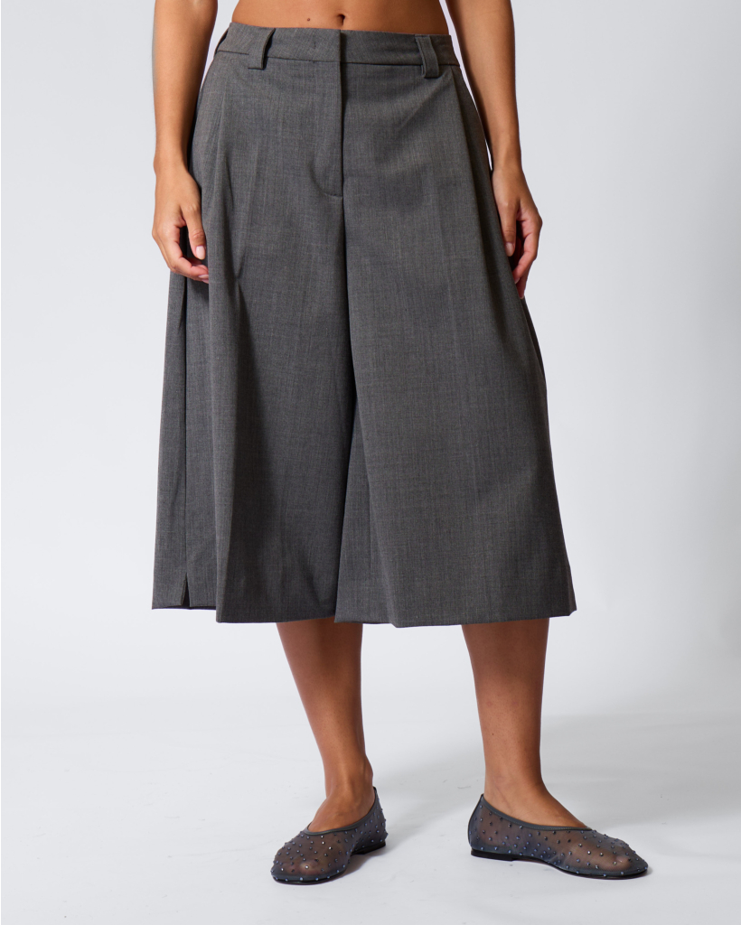 Dakota Wool Blend Culotte Dark Grey