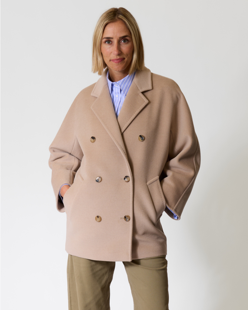 Rebus Double-Breasted Overcoat Sand