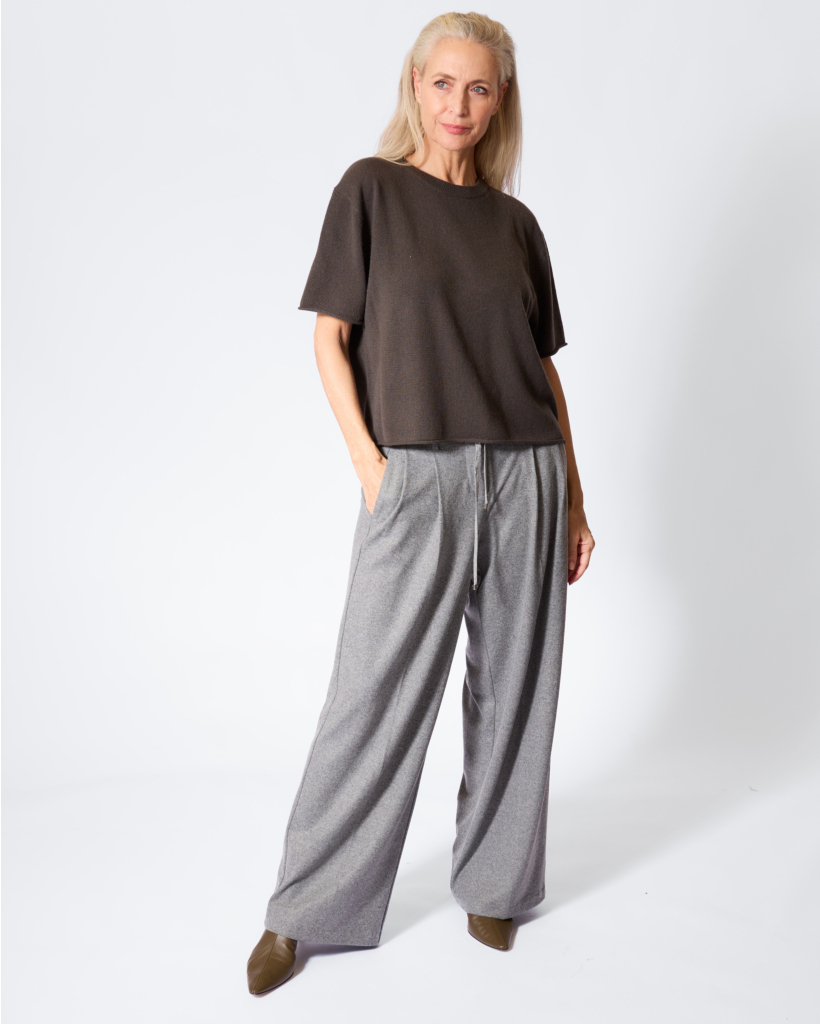 Cila Cashmere Short-Sleeve Sweater Dark Fern