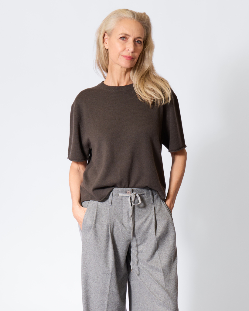 Cila Cashmere Short-Sleeve Sweater Dark Fern