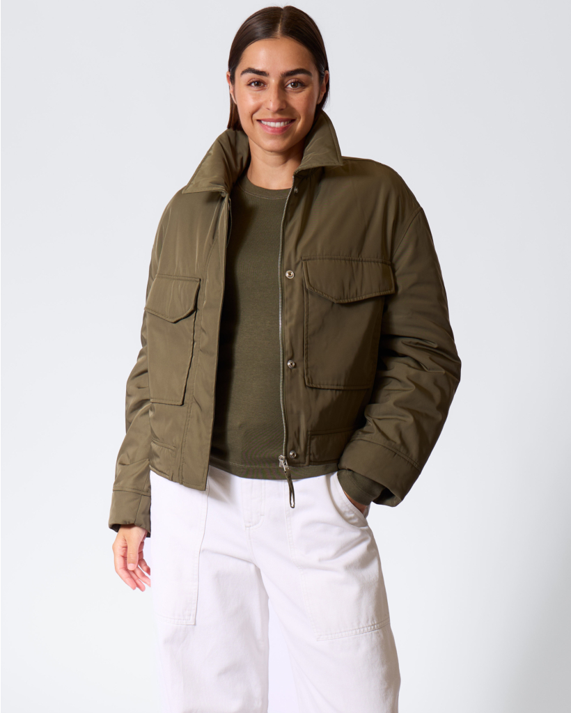 Bomber Jacket with Pockets - Army Green