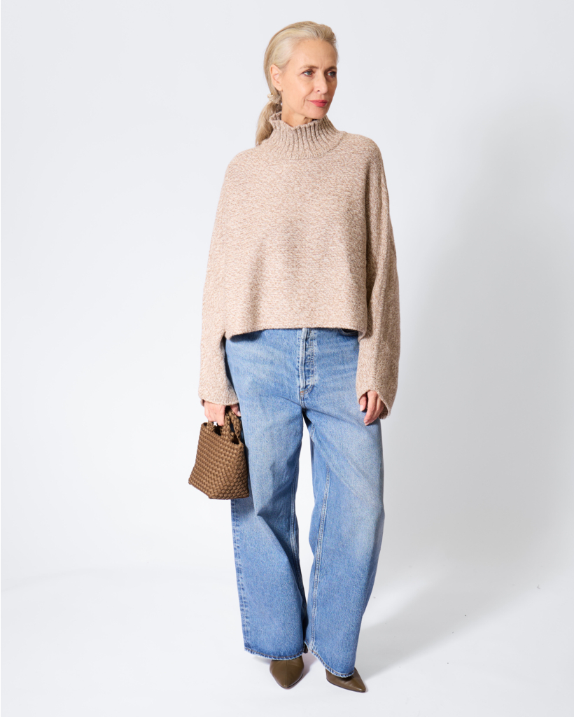 Otis Wool-Blend Cape Sweater Beige Mix