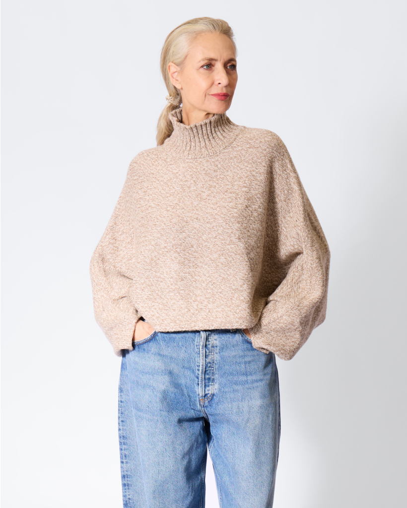 Otis Wool-Blend Cape Sweater Beige Mix
