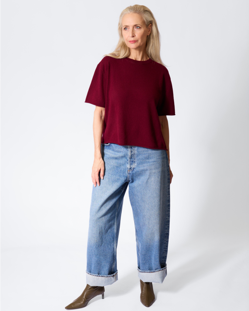 Cila Cashmere Short Sleeve Sweater Deep Plum