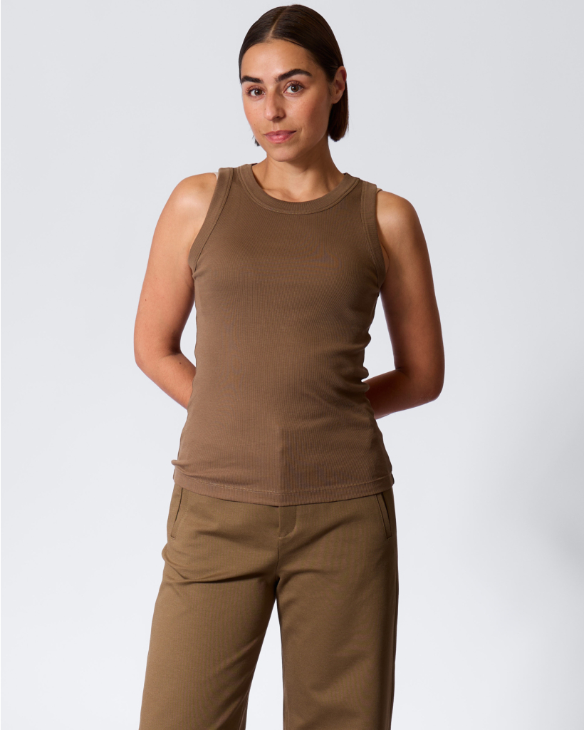 Olina Ribbed Tank Top Green