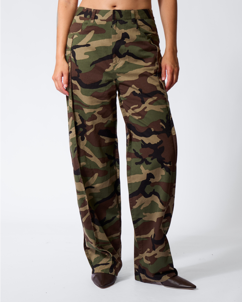 Camouflage Twill Pleated Jeans - Army