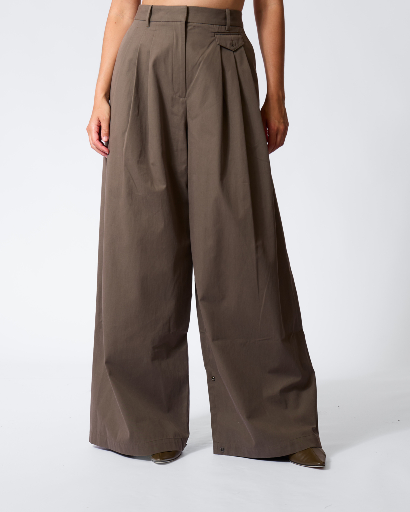 Organic Twill Triple Pleat Pant Dark Stone