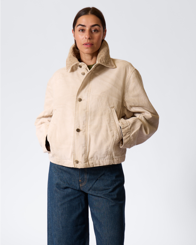 Flight Jacket with Corduroy Collar, Bisque
