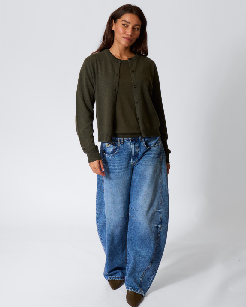 Wool Short-Sleeved Sweater Juniperus Green