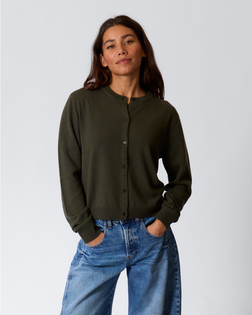 Wool/Cashmere Blend Cardigan Juniperus Green