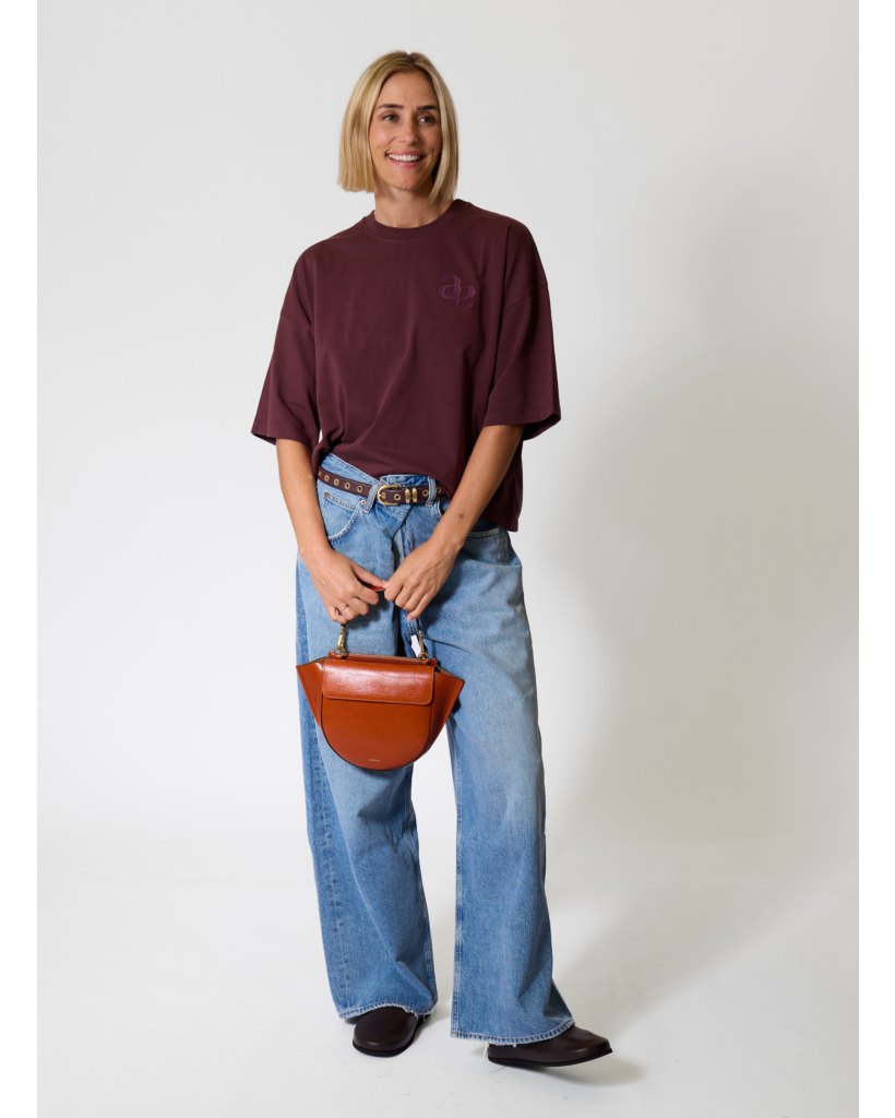 Eloise Boxy Printed T-shirt in Burgundy