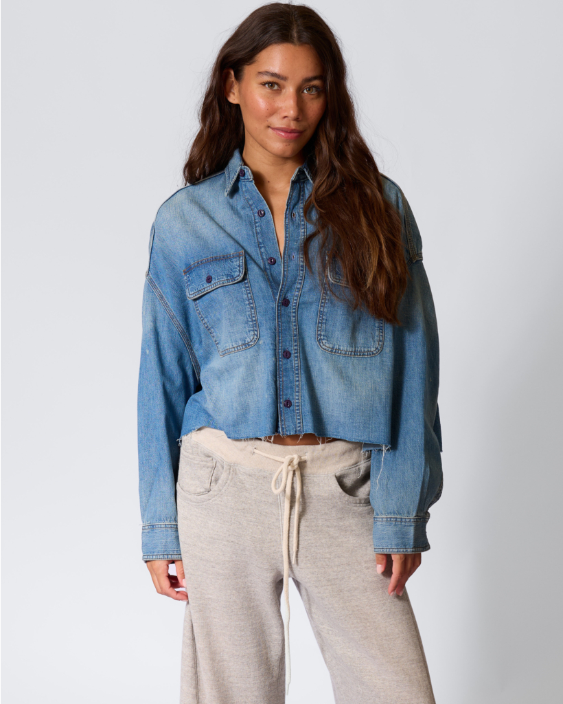 Cropped Denim Shirt Brindley Blue