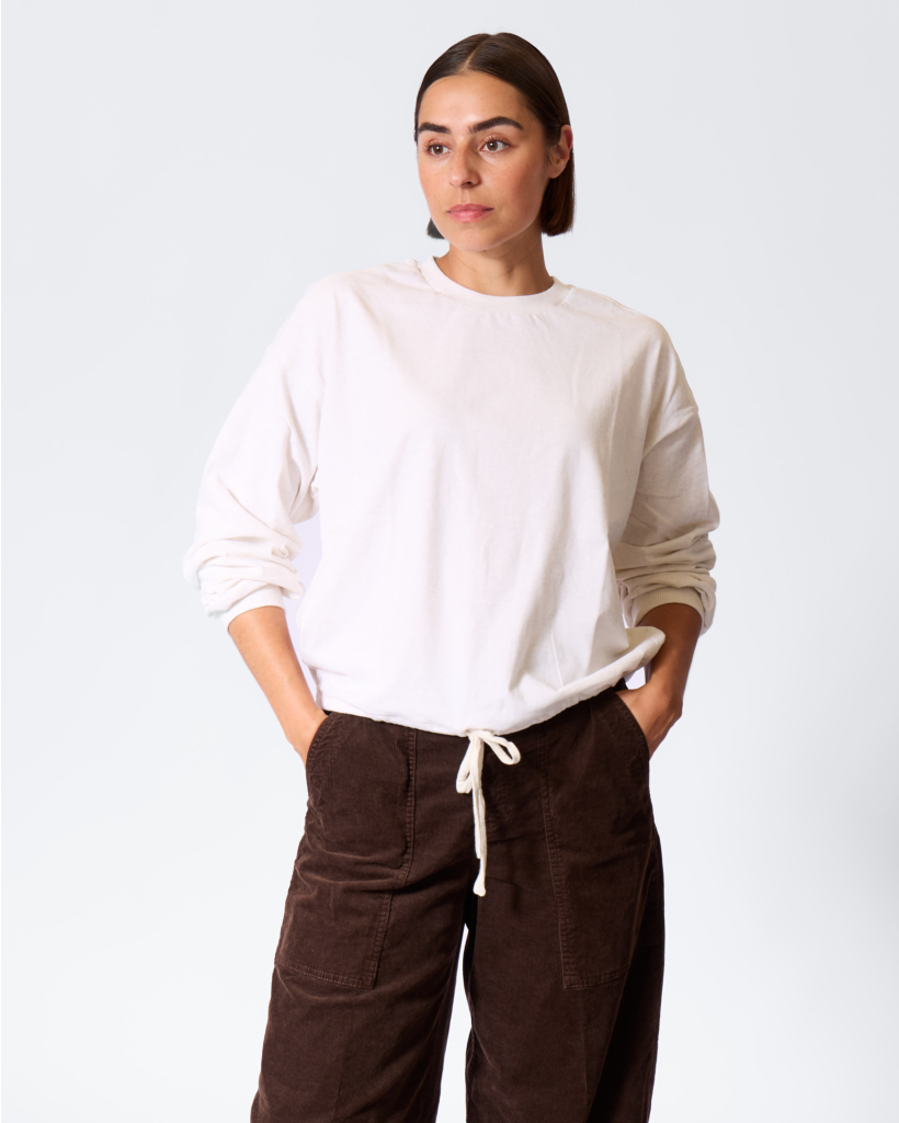 Narcina Heathered Sweater with Drawstring - Off-White