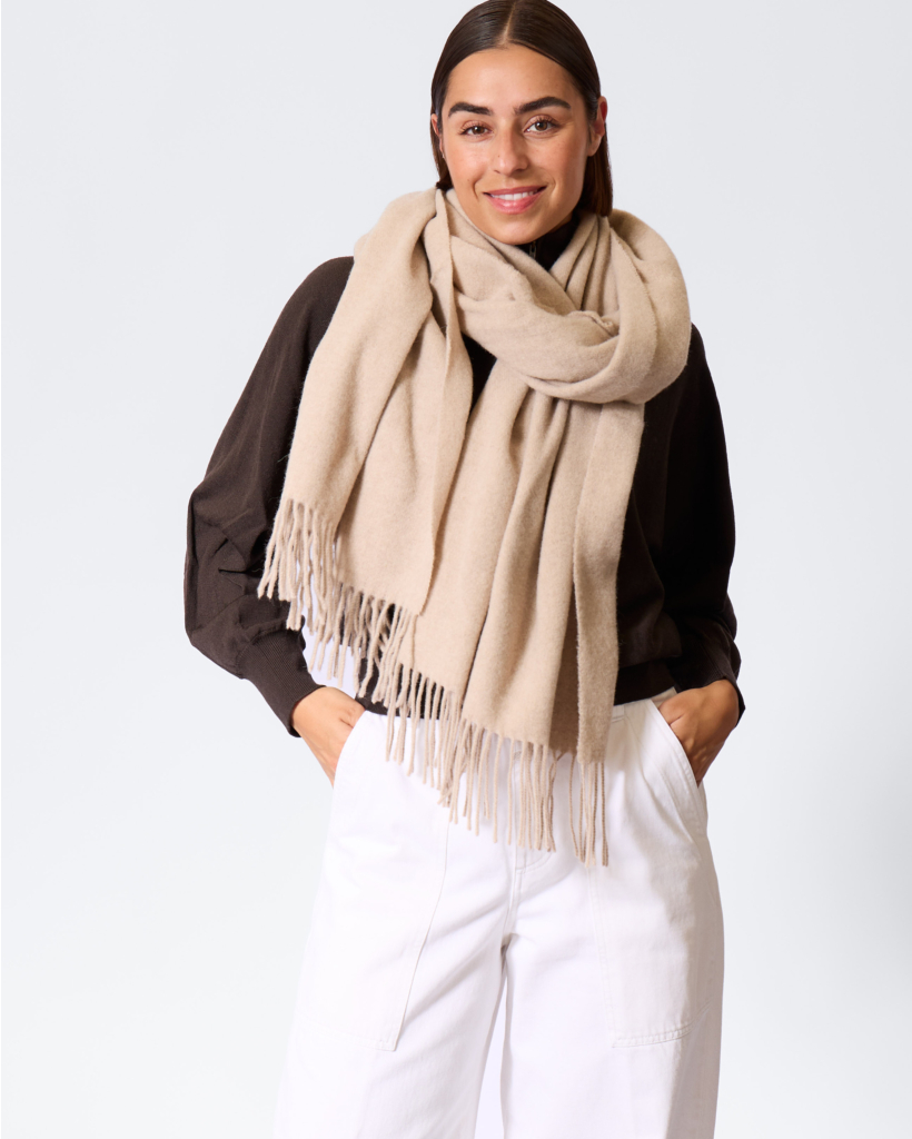 Gauze Wool Scarf Beige