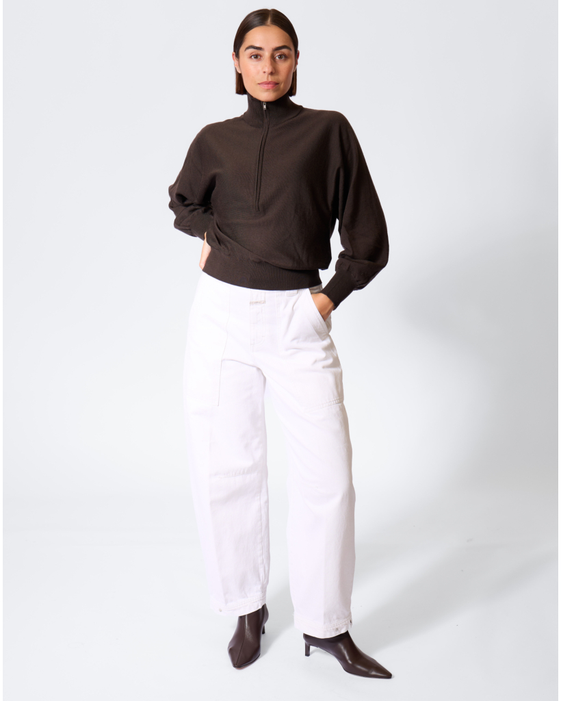 Rickay Half-Zip Knit Chocolate Brown