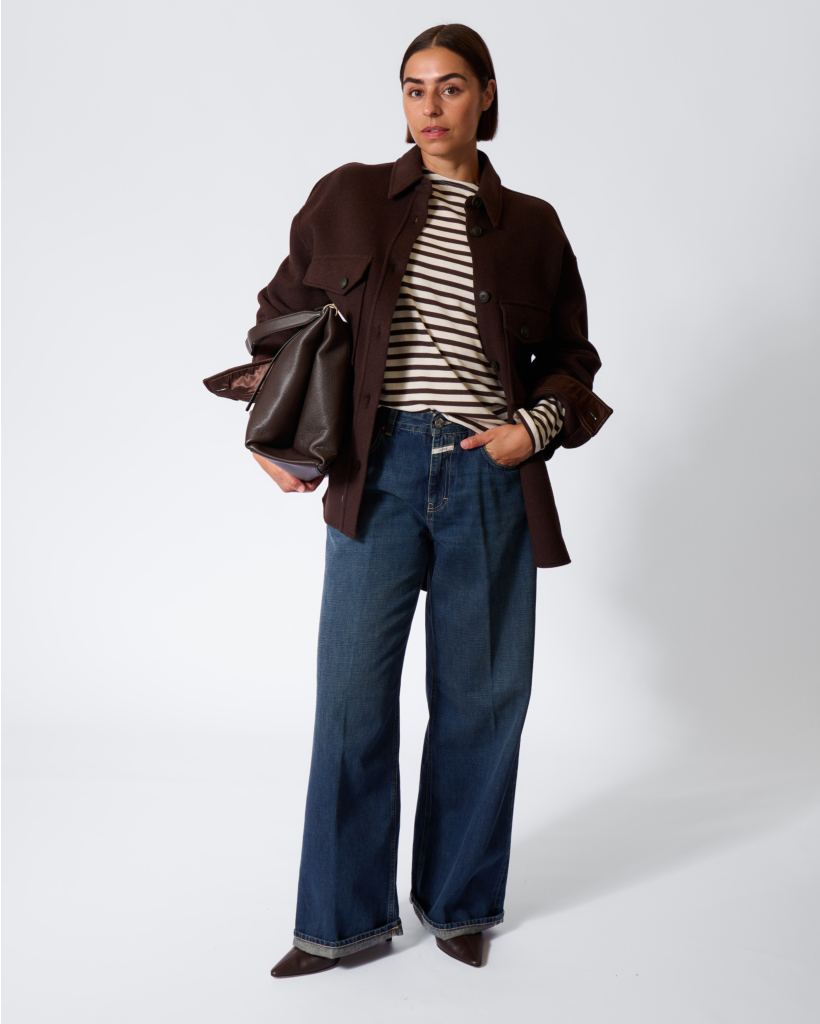 Wool-Blend Overshirt Mahogany Brown