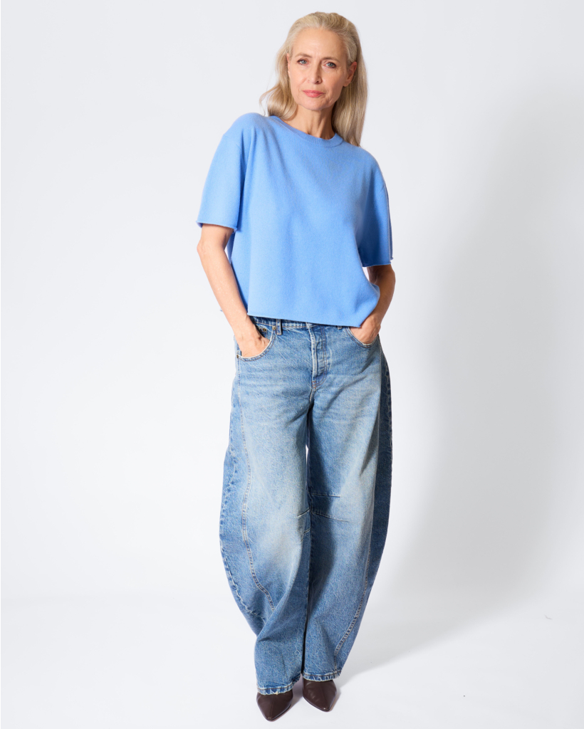 Cila Cashmere Short Sleeve Sweater Azure