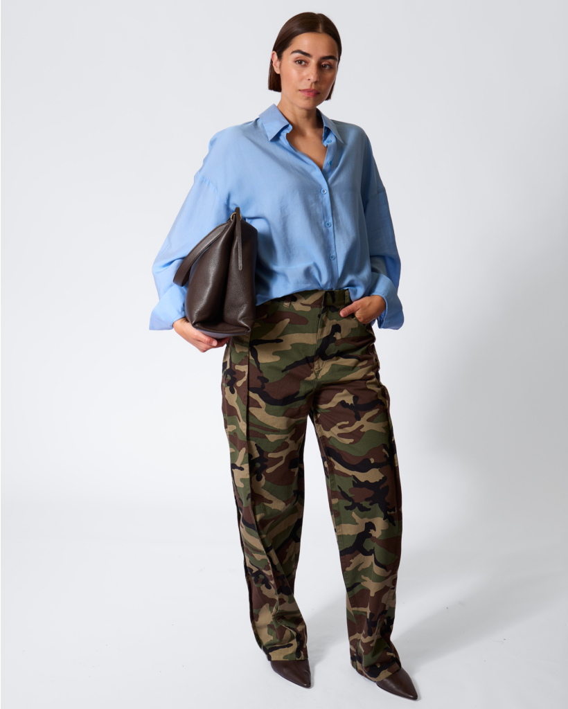 Camouflage Twill Pleated Jeans - Army