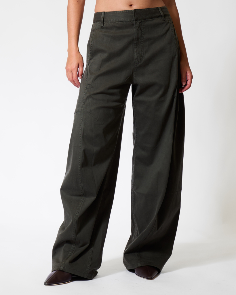 Stretchy Twill Cargo Army Green