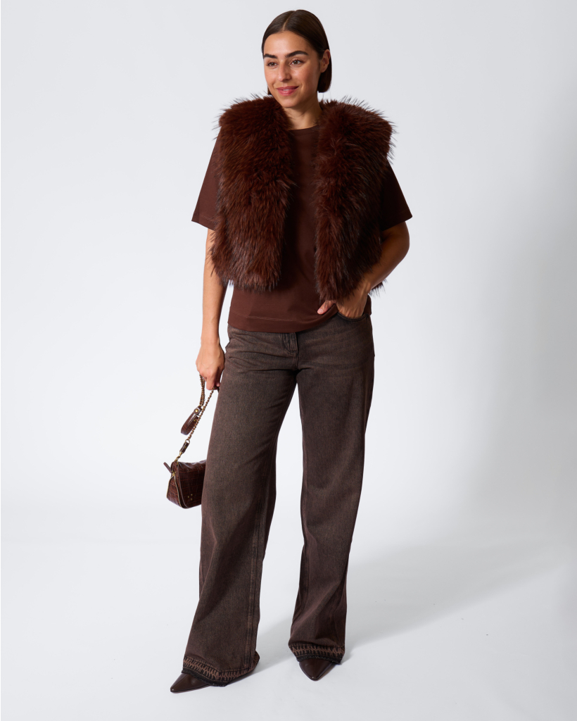 Faux Fur Gilet - Marone