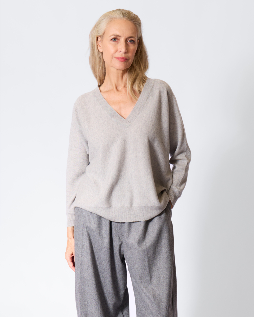 Kenny Cashmere V-neck Sweater Dove Grey