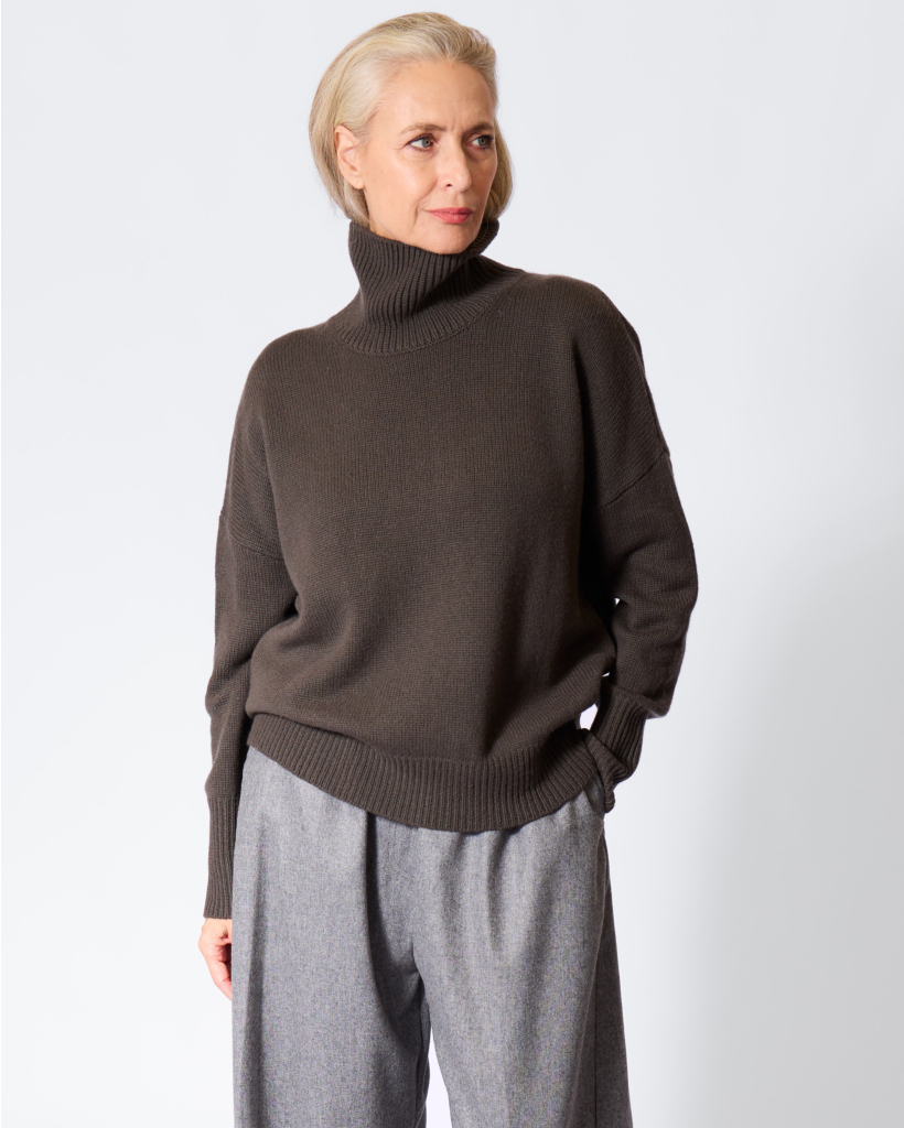 Heidi Cashmere Turtleneck Sweater Dark Fern