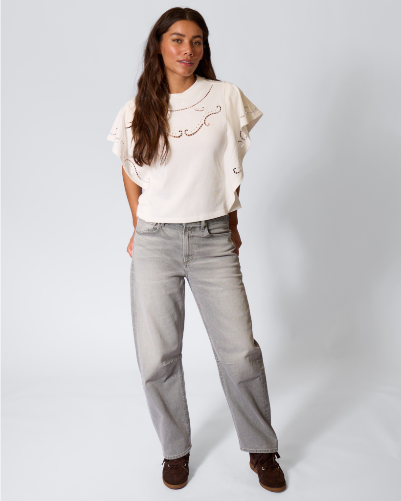 Eoline Broderie T-shirt Ecru